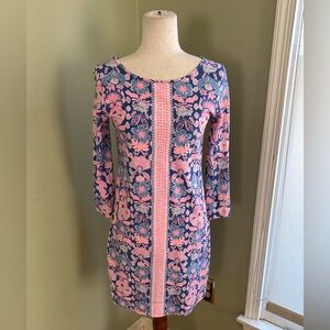 Lilly Pulitzer S Marlowe Iris Blue Werk It T-Shirt Dress. Pink/blue Long sleeve